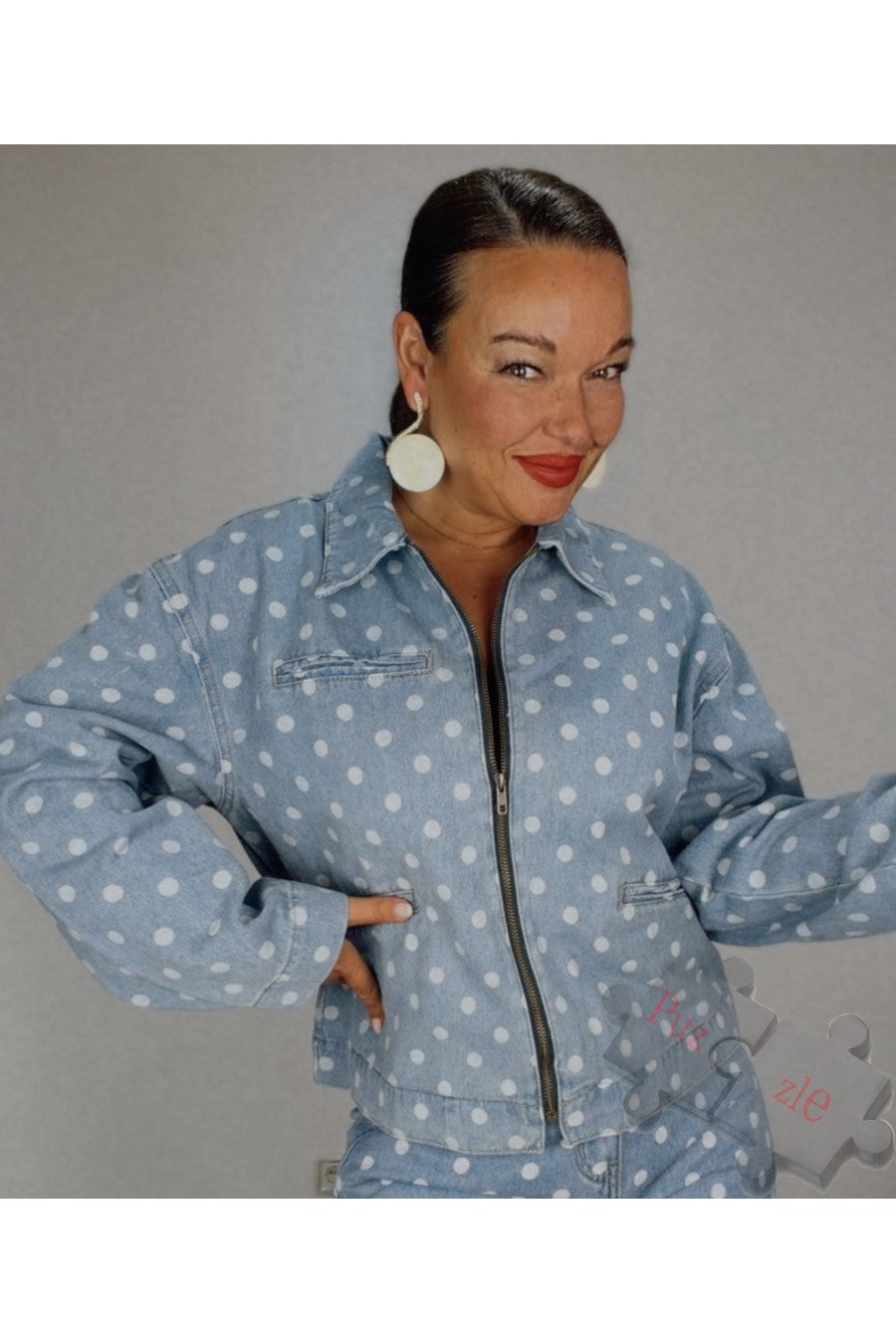 Md.Chaqueta lunares denim