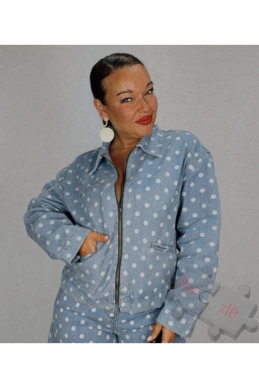Md.Chaqueta lunares denim